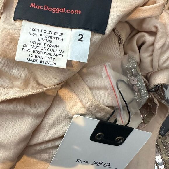 Mac Duggal 10817 Sequin Spaghetti Strap Gold Formal Gown | Size 2 - Picture 12 of 12